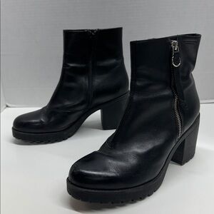 Vagabond Grace Bootie Block Heel Heeled Ankle Boots Leather Zip Up Black Size 8